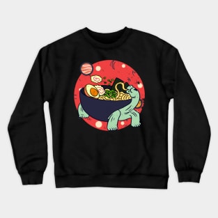 Kawaii Tortoise Eating Ramen Noodles Space Otaku Ramen Bowl Crewneck Sweatshirt